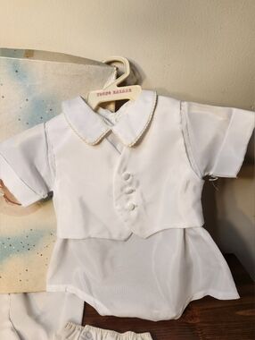 1960s Little Folks Giftwear Infant Boy Christening Baptismal Outfit In OB